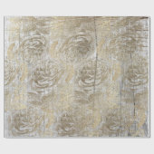 Papier Cadeau Rose Argent Gris Floral Bois Foxier Or Rustique (Plat)