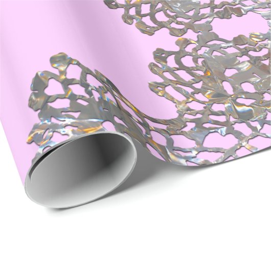 Papier Cadeau Rose aristocratique de monogramme (Coin rond)