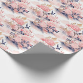 Papier Cadeau Rose asiatique Maison Fleurie (Coin)