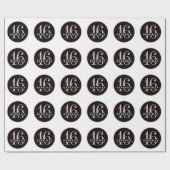 Papier Cadeau Rose Black Custom Sweet 16ème Ado Anniversaire (Plat)