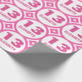 Papier Cadeau Rose Blanc 13ème ADO Anniversaire Nom personnalisé (Coin)