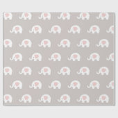 Papier Cadeau Rose Blanc gris princesse Éléphant Nouveau bébé (Plat)