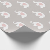 Papier Cadeau Rose Blanc gris princesse Éléphant Nouveau bébé (Coin)