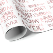 Papier Cadeau Rose blanc Meilleure maman Jour des mères (Coin rond)