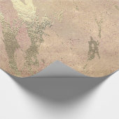 Papier Cadeau Rose Blancs Bleu Taches de marbre doré brillant VI (Coin)