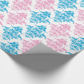 Papier Cadeau Rose bleu damask sexe révéler wrap (Coin)