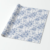 Papier Cadeau Rose bleu vintage motif floral (Déroulé)