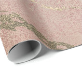 Papier Cadeau Rose Blush Foxier Peau or Marbre brillant VIP (Coin rond)