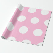 Papier Cadeau Rose Bonbon Blanc Gros Points (Déroulé)