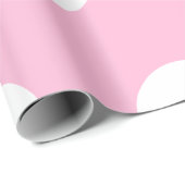Papier Cadeau Rose Bonbon Blanc Gros Points (Coin rond)