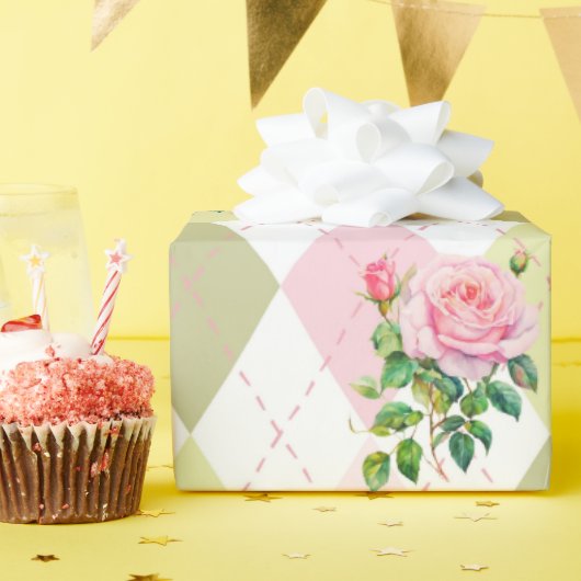 Papier cadeau Rose botanique (Fête d'anniversaire)