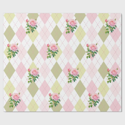 Papier cadeau Rose botanique (Plat)