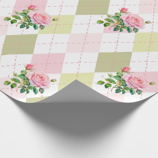 Papier cadeau Rose botanique (Coin)