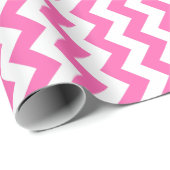 Papier Cadeau Rose Chaud Chevron (Coin rond)