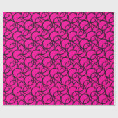 Papier Cadeau Rose chaud et cercles (Plat)