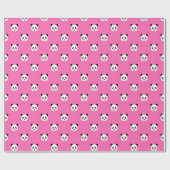 Papier Cadeau Rose chaud - Motif Panda minimaliste (Plat)