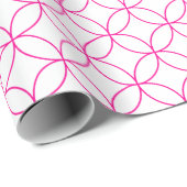 Papier Cadeau Rose chaud sur les cercles de chevauchement blanc (Coin rond)