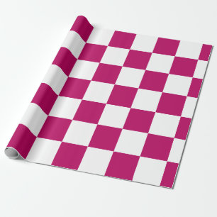 Papier Cadeau Rose Chaude à Carreaux Blancs Gras – Cadeau Amusan