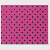 Papier Cadeau Rose Chaude et Points noirs (Plat)
