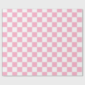 Papier Cadeau Rose Checkered et blanc (Plat)