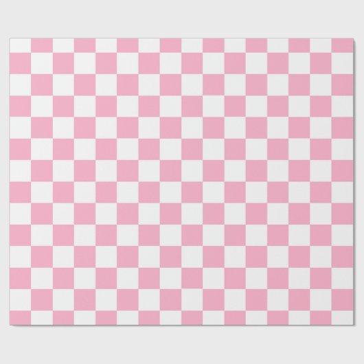 Papier Cadeau Rose Checkered et blanc (Plat)