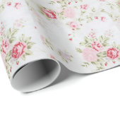 Papier Cadeau Rose chic minable floral (Coin rond)