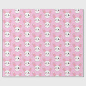 Papier Cadeau Rose Chic Moderne Cute Fluffé Lapin Lapin (Plat)
