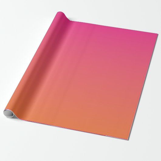Papier Cadeau Rosé clair à orange brillant dégradé solide (Déroulé)