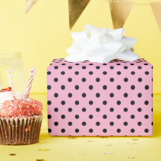 Papier Cadeau Rose Clair et Points Noirs