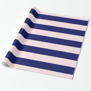 Papier Cadeau Rose clair, Marine Bleu XL Stripes Motif V
