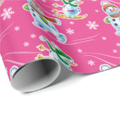 Papier Cadeau Rose couleur cerise mat de patinage de ski de (Coin rond)