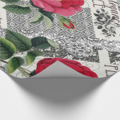 Papier Cadeau Rose Damask Joli Floral Antique (Coin)