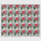 Papier Cadeau Rose Damask Joli Floral Antique (Plat)