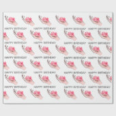 Papier Cadeau Rose d'anniversaire à la main (Plat)