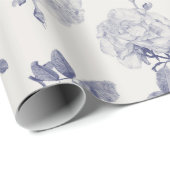 Papier Cadeau Rose d'aquarelle Marine & Taupe (Coin rond)