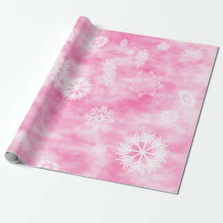 Papier Cadeau Rose d'automne de flocons de neige