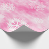 Papier Cadeau Rose d'automne de flocons de neige (Coin)