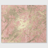 Papier Cadeau Rose de corail Champaigne Gold Marbre Métallurgiqu (Plat)