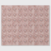 Papier Cadeau Rose de fille Gold Cute Diamond Sparkle Monogramme (Plat)