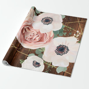 Papier Cadeau rose de jardin géométrique de rouleaux de papier d