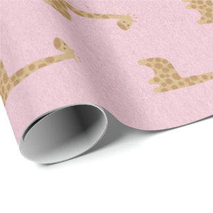 Papier Cadeau Rose de princesse rose en pastel de girafe