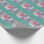 Papier Cadeau Rose de Shabby Iris Turquoise Papier à enveloppeme (Coin)