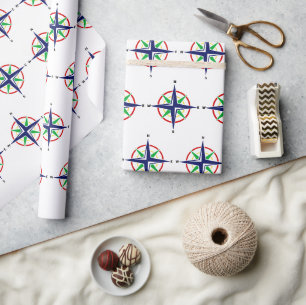 Papier Cadeau Rose des vents nautique 5 couleurs DIY