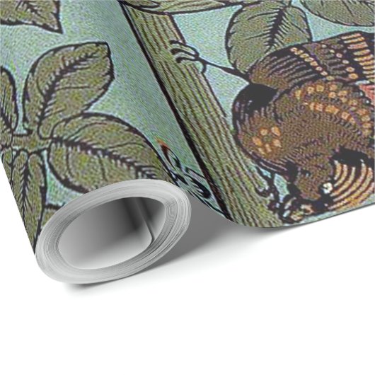 Papier Cadeau Rose d'Escalades & Petit Oiseau, William Morris (Coin rond)