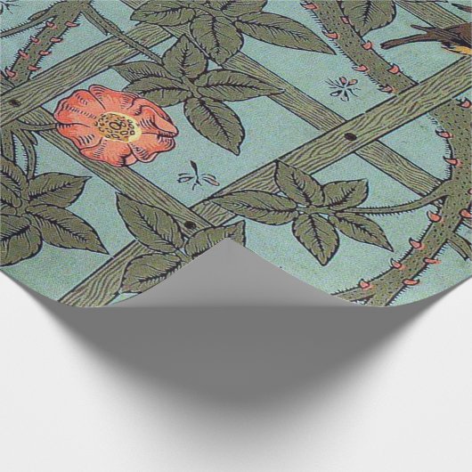 Papier Cadeau Rose d'Escalades & Petit Oiseau, William Morris (Coin)