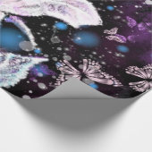 Papier Cadeau Rose d'hiver et papillons - Belle (Coin)