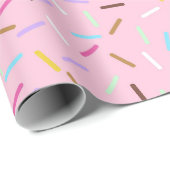 Papier Cadeau Rose Donuts Arc-en-ciel (Coin rond)