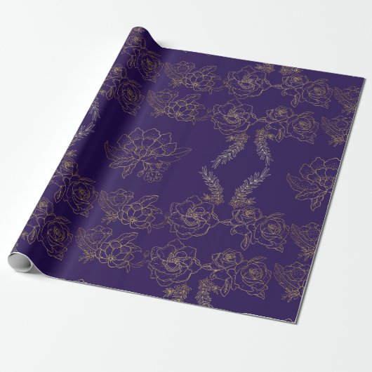 Papier Cadeau Rose doré pourpre (Déroulé)
