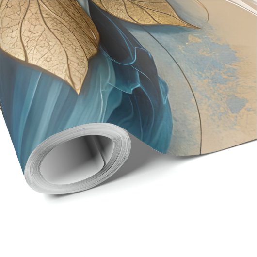 Papier Cadeau Rose dorée et sarcelle (Coin rond)