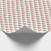 Papier Cadeau Rose doux avec Mariage floral vert (Coin)